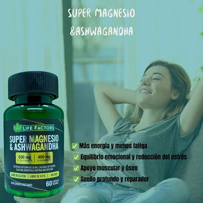 Suplemento Magnesio + Ashwagandha 600Mg
